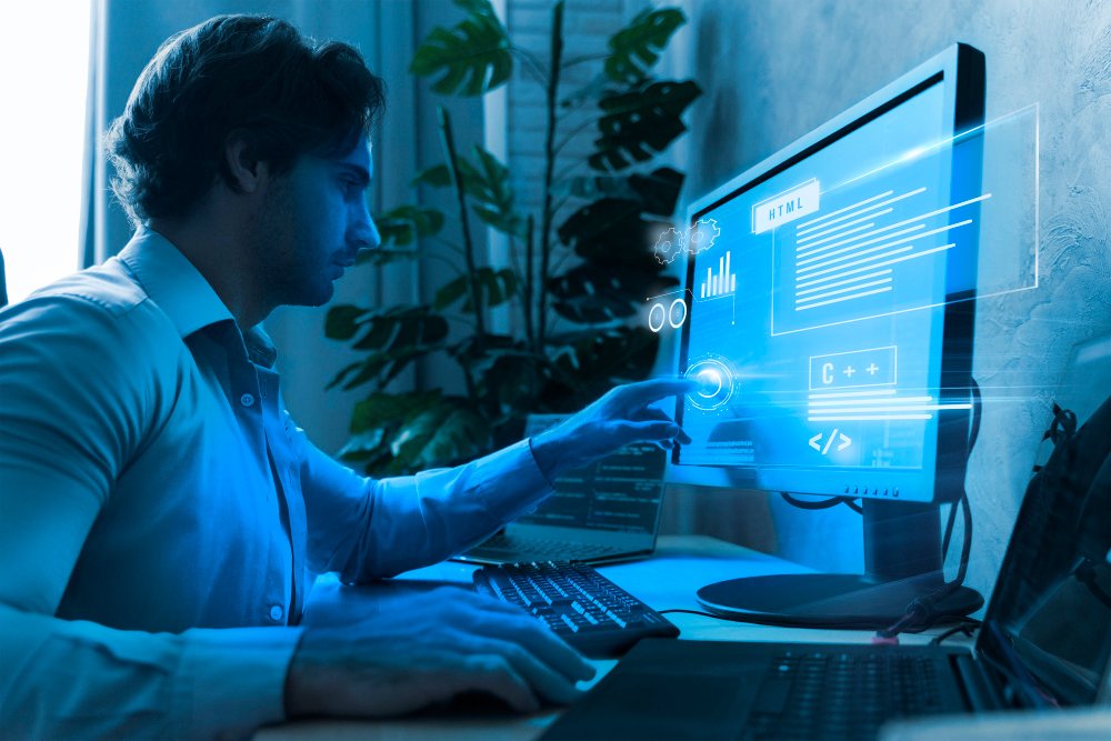 developer working with programming software.